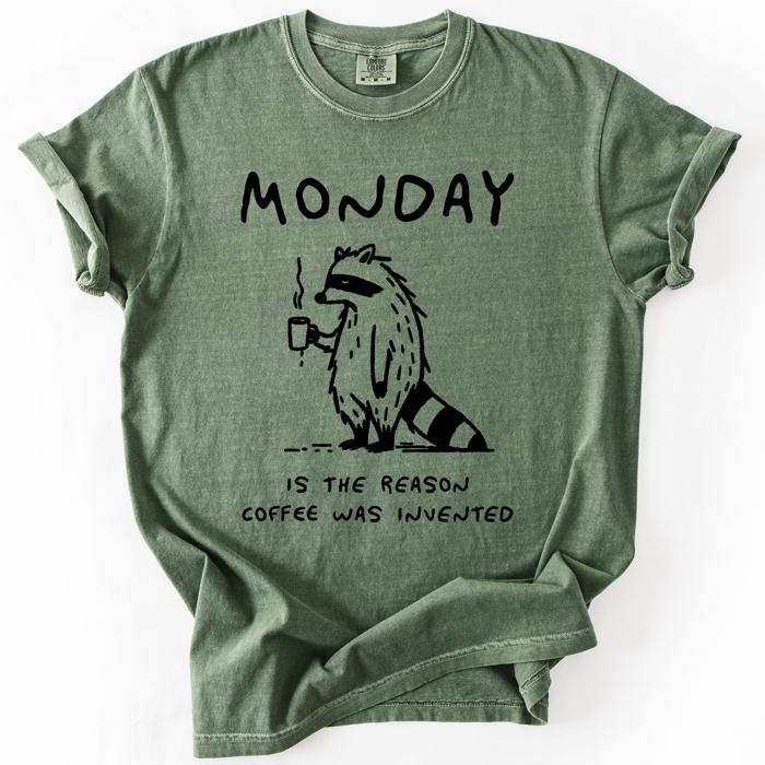 Monday Raccoon Coffee Funny Everyday Morning Struggle Humor Edition Comfort Colors Tee