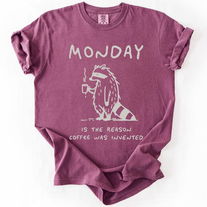 Monday Raccoon Coffee Funny Everyday Morning Struggle Humor Edition Comfort Colors Tee