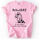 XL Blossom Light Pink Monday Raccoon Coffee Funny Everyday Morning Struggle Humor Edition Comfort Colors Tee