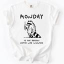 XXL White Monday Raccoon Coffee Funny Everyday Morning Struggle Humor Edition Comfort Colors Tee