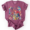 XL Berry Red Statue Of Liberty Fourth Of July Patriotic USA Colorful Flag Art Comfort Colors Tee