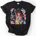XXL Black Statue Of Liberty Fourth Of July Patriotic USA Colorful Flag Art Comfort Colors Tee