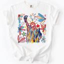 XXL White Statue Of Liberty Fourth Of July Patriotic USA Colorful Flag Art Comfort Colors Tee