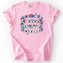 XXL Blossom Light Pink USA America Friendship Bracelets Patriotic Fourth Of July American Pride Comfort Colors Tee