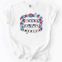 Large White USA America Friendship Bracelets Patriotic Fourth Of July American Pride Comfort Colors Tee