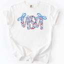 Small White USA Patriotic Floral Patterns With Ribbons For Fourth Of July And American Pride Comfort Colors Tee