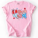  USA Patriotic Patterns Bow Fourth Of July America Design Edition Comfort Colors Tee