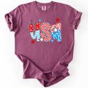 XXXL Berry Red USA Patriotic Patterns Bow Fourth Of July America Design Edition Comfort Colors Tee