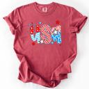 Large Crimson Red USA Patriotic Patterns Bow Fourth Of July America Design Edition Comfort Colors Tee