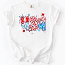 XL White USA Patriotic Patterns Bow Fourth Of July America Design Edition Comfort Colors Tee