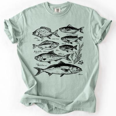 Vintage Fish Retro Print Classic Fishing Theme Angler Artwork For Fishermen And Outdoor Lovers Comfort Colors Tee