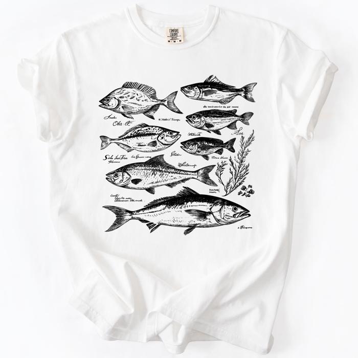 Vintage Fish Retro Print Classic Fishing Theme Angler Artwork For Fishermen And Outdoor Lovers Comfort Colors Tee