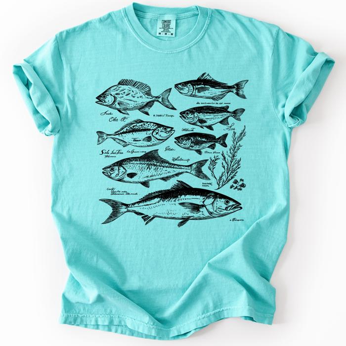 Vintage Fish Retro Print Classic Fishing Theme Angler Artwork For Fishermen And Outdoor Lovers Comfort Colors Tee
