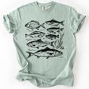 Medium Sage Vintage Fish Retro Print Classic Fishing Theme Angler Artwork For Fishermen And Outdoor Lovers Comfort Colors Tee