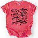 Large Watermelon Pink Vintage Fish Retro Print Classic Fishing Theme Angler Artwork For Fishermen And Outdoor Lovers Comfort Colors Tee