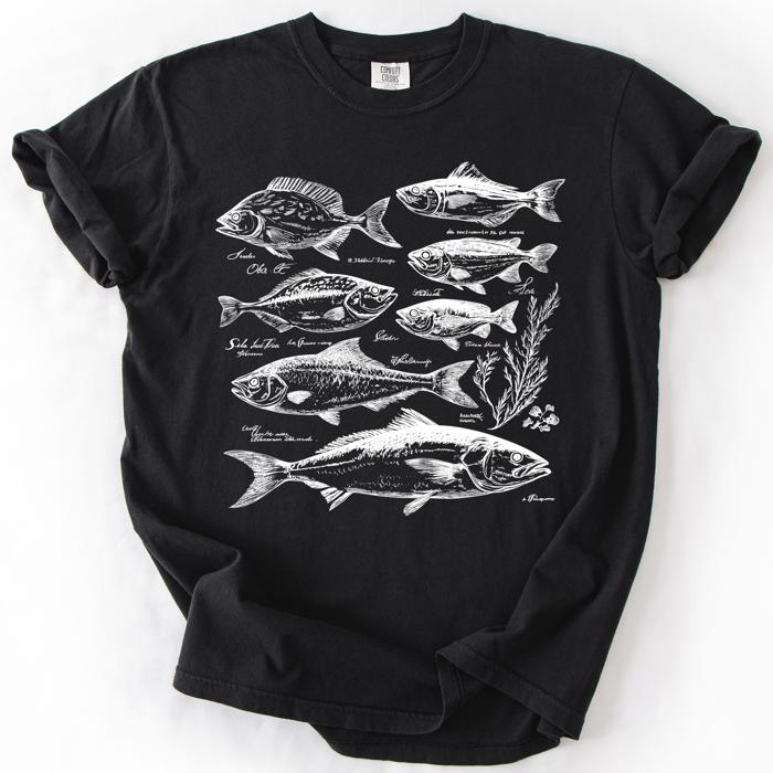 Vintage Fish Retro Print Classic Fishing Theme Angler Artwork For Fishermen And Outdoor Lovers Comfort Colors Tee