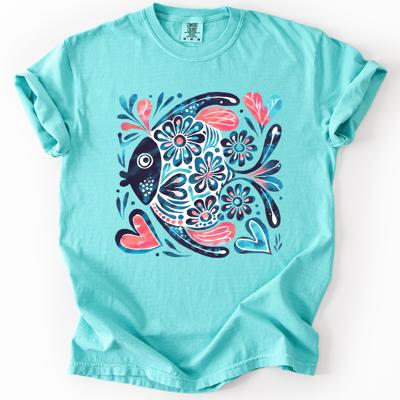 Watercolor Fish Gorgeous Summer Beach Sunshine Ocean Breeze Seaside Vibes Coastal Calm Comfort Colors Tee