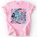 XXL Blossom Light Pink Watercolor Fish Gorgeous Summer Beach Sunshine Ocean Breeze Seaside Vibes Coastal Calm Comfort Colors Tee