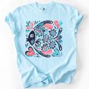 XL Chambray Baby Blue Watercolor Fish Gorgeous Summer Beach Sunshine Ocean Breeze Seaside Vibes Coastal Calm Comfort Colors Tee