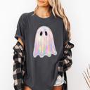  Shimmering Ghost (Only Print, no Glitter or embellishment)  Iridescent Boo Cute Ghost Faux Glitter Spooky Season Halloween Comfort Colors Tee