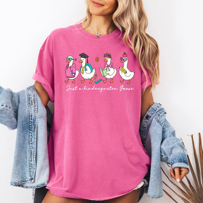 Just A Fourth Grade Goose Teacher Back To School First Day Edition Comfort Colors Tee