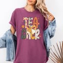 Large Berry Red Teacher Retro Bow Coquette Back to School First Day of School Boho Comfort Colors Tee