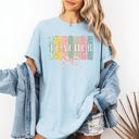 Small Chambray Baby Blue Teacher, Wildflowers, Bow Back to School First Day of School Edition Comfort Colors Tee