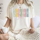 Medium Ivory Cream Teacher, Wildflowers, Bow Back to School First Day of School Edition Comfort Colors Tee