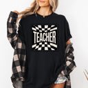 XXXL Black Teacher Checkered Back To School First Day Of School Cute Teacher Appreciation Comfort Colors Tee