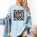 Large Chambray Baby Blue Teacher Checkered Back To School First Day Of School Cute Teacher Appreciation Comfort Colors Tee