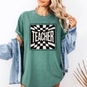 Small Light Green Teacher Checkered Back To School First Day Of School Cute Teacher Appreciation Comfort Colors Tee