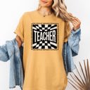 XXL Mustard Teacher Checkered Back To School First Day Of School Cute Teacher Appreciation Comfort Colors Tee
