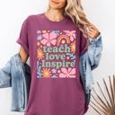 XXXL Berry Red Teach Love Inspire Boho Back to School First Day of School Collection Comfort Colors Tee
