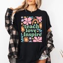 XL Black Teach Love Inspire Boho Back to School First Day of School Collection Comfort Colors Tee