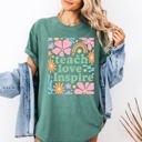 Medium Light Green Teach Love Inspire Boho Back to School First Day of School Collection Comfort Colors Tee