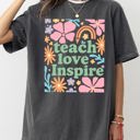 XL Pepper Dark Gray Teach Love Inspire Boho Back to School First Day of School Collection Comfort Colors Tee