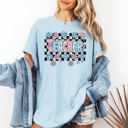 XL Chambray Baby Blue Teacher Checkered Retro Floral Back To School First Day Of School Cute Coquette Appreciation Comfort Colors Tee