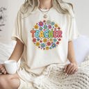  Teacher Floral Retro Back To School First Day Of School Teacher Appreciation Coquette Comfort Colors Tee