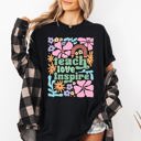 Large Black Teach Love Inspire Boho Floral Teacher Appreciation Motivational Educational Quote Comfort Colors Tee