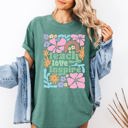Medium Light Green Teach Love Inspire Boho Floral Teacher Appreciation Motivational Educational Quote Comfort Colors Tee
