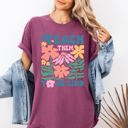 Small Berry Red Teach Them To Be Kind Back To School Floral Boho Garden Inspire Confidence Comfort Colors Tee