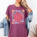 XL Berry Red Teach Love Inspire Boho Floral Back To School First Day Of School Comfort Colors Tee