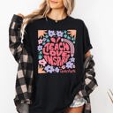 Small Black Teach Love Inspire Boho Floral Back To School First Day Of School Comfort Colors Tee