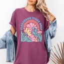 Small Berry Red Classroom Vibes Only Boho Floral Back To School First Day Of School Teacher Appreciation Coquette Comfort Colors Tee