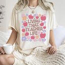 Medium Ivory Cream Living That Teacher Life Boho Floral Back To School First Day Comfort Colors Tee