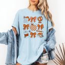 Large Chambray Baby Blue Back To School Bow Teacher Icons Coffee First Day Of School Coquette Comfort Colors Tee