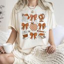 Large Ivory Cream Back To School Bow Teacher Icons Coffee First Day Of School Coquette Comfort Colors Tee