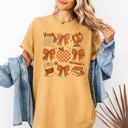 XXL Mustard Back To School Bow Teacher Icons Coffee First Day Of School Coquette Comfort Colors Tee