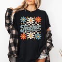 XL Black Retro Floral Checkered First Day Of School Teacher Appreciation Coquette Style Comfort Colors Tee