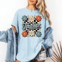 Large Chambray Baby Blue Retro Floral Checkered First Day Of School Teacher Appreciation Coquette Style Comfort Colors Tee